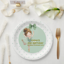 Mint Green Little Princess Ball Paper Plate
