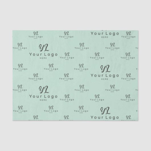Mint Green Logo patroon Business Brand Packaging Tissuepapier (Voorkant)