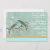 Mint Green Lovebird Damask Wedding Kaart (Voorkant)