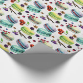 Mint Green Macaroons en red Berries Seamless Patte Cadeaupapier (Hoek)