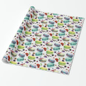Mint Green Macaroons en red Berries Seamless Patte Cadeaupapier (Uitgerold)