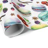 Mint Green Macaroons en red Berries Seamless Patte Cadeaupapier (Rol Hoek)
