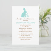 Mint Green Mam en Baby Rabbit Baby shower Kaart (Staand voorkant)