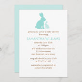 Mint Green Mam en Baby Rabbit Baby shower Kaart (Voorkant / Achterkant)