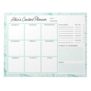 Mint Green Marble Content Planner Notitieblok
