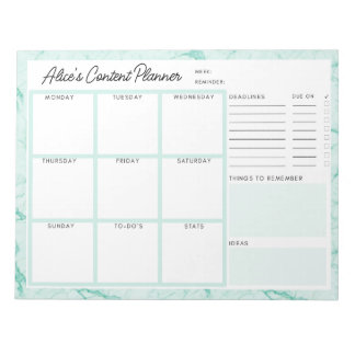 Mint Green Marble Content Planner Notitieblok