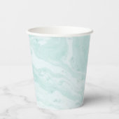 Mint Green Marble Custom Monogrammed Papieren Bekers (Achterkant)