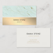 Mint Green Marble Faux Gold Foil Visitekaartje (Voorkant / Achterkant)