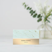 Mint Green Marble Faux Gold Foil Visitekaartje (Staand voorkant)