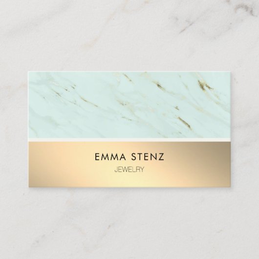 Mint Green Marble Faux Gold Foil Visitekaartje (Voorkant)