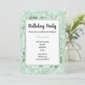 Mint Green Marble Floral Glitter Birthday Kaart (Staand voorkant)