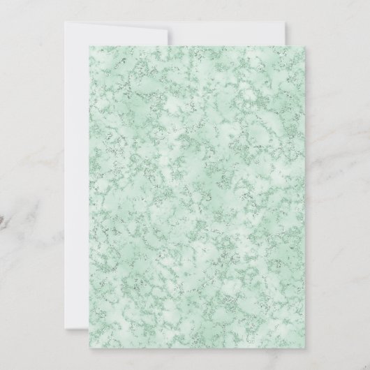 Mint Green Marble Floral Glitter Birthday Kaart (Achterkant)