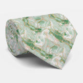 Mint Green Marble & Gold Stropdas (Opgerold)
