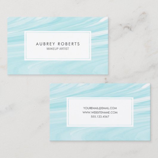 Mint Green Marble Swirl Pattern Visitekaartje (Voorkant / Achterkant)