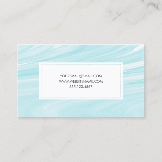 Mint Green Marble Swirl Pattern Visitekaartje (Achterkant)