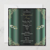 Mint Green Mask Chic Black Masquerade Party Kaart (Achterkant)