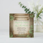 Mint Green Mason Jar Vintage bruiloft uitnodiging (Staand voorkant)
