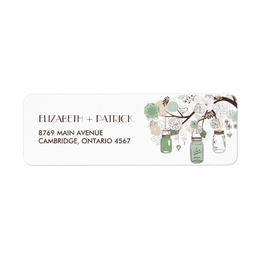 Mint Green Mason Jars Wedding Address Label (Voorkant)