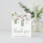 Mint Green Mason Jars Wedding Bedankt Briefkaart (Staand voorkant)