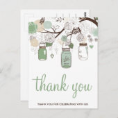 Mint Green Mason Jars Wedding Bedankt Briefkaart (Voorkant / Achterkant)