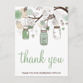 Mint Green Mason Jars Wedding Bedankt Briefkaart (Voorkant)