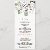 Mint Green Mason Jars Wedding Menu Kaart (Voorkant)