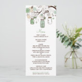 Mint Green Mason Jars Wedding Menu Kaart (Staand voorkant)