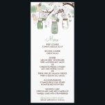 Mint Green Mason Jars Wedding Menu Kaart<br><div class="desc">Whimsical-menukaart met hangende masoons-potten,  bloemen en vedervogels. Dit is onderdeel van een trouwsuite. Overeenkomende objecten zijn beschikbaar in mijn winkel.</div>