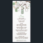 Mint Green Mason Jars Wedding Menu Kaart<br><div class="desc">Whimsical-menukaart met hangende masoons-potten,  bloemen en vedervogels. Dit is onderdeel van een trouwsuite. Overeenkomende objecten zijn beschikbaar in mijn winkel.</div>