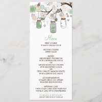Mint Green Mason Jars Wedding Menu Kaart