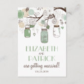 Mint Green Mason Jars Wedding Reception Kaart (Achterkant)