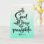 Mint Green Matthew 19:26 Alles is mogelijk Kaart (Gele Bloem)