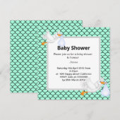 Mint green Mermaid stork baby shower nodig Kaart (Voorkant / Achterkant)