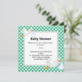 Mint green Mermaid stork baby shower nodig Kaart (Staand voorkant)