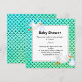 Mint green Mermaid stork baby shower nodig Kaart (Voorkant / Achterkant)