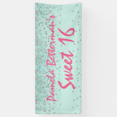 Mint Green met Bling Sweet 16 Banner (Verticaal)