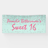 Mint Green met Bling Sweet 16 Banner (Horizontaal)