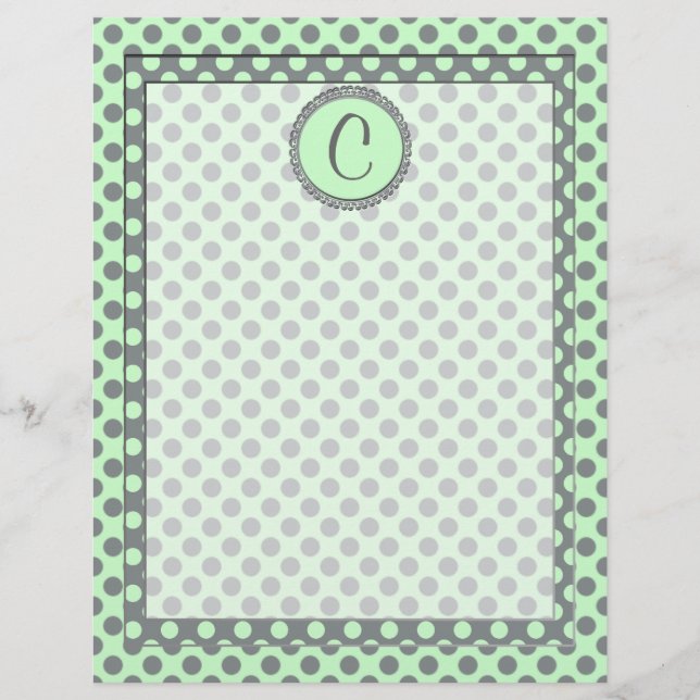 Mint Green met Gray Polka Dots-Monogram STaylor (Voorkant)