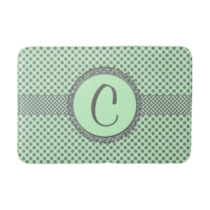 Mint Green met Gray Polka Dots-Monogram STaylor Badmat