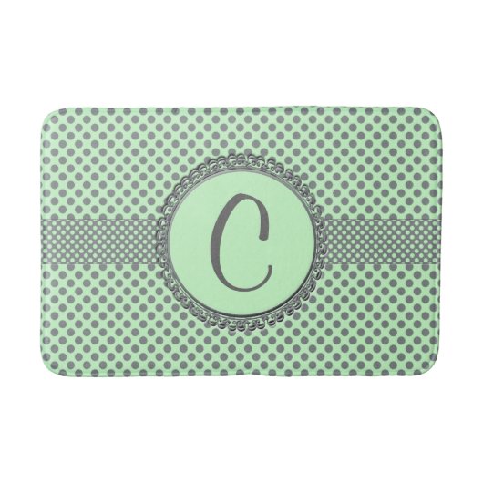 Mint Green met Gray Polka Dots-Monogram STaylor Badmat (Voorkant)