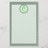 Mint Green met Gray Polka Dots-Monogram STaylor Briefpapier (Voorkant)