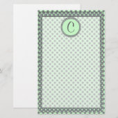 Mint Green met Gray Polka Dots-Monogram STaylor Briefpapier (Voorkant / Achterkant)