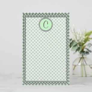 Mint Green met Gray Polka Dots-Monogram STaylor Briefpapier