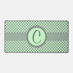 Mint Green met Gray Polka Dots-Monogram STaylor Bureaumat