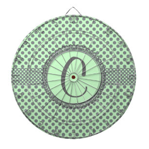 Mint Green met Gray Polka Dots-Monogram STaylor Dartbord