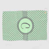Mint Green met Gray Polka Dots-Monogram STaylor Golfhanddoek (Horizontaal)
