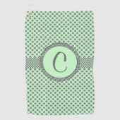 Mint Green met Gray Polka Dots-Monogram STaylor Golfhanddoek (Voorkant)