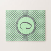 Mint Green met Gray Polka Dots-Monogram STaylor Legpuzzel (Horizontaal)