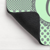 Mint Green met Gray Polka Dots-Monogram STaylor Muismat (Hoek)