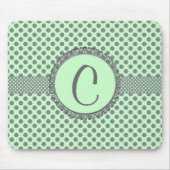 Mint Green met Gray Polka Dots-Monogram STaylor Muismat (Voorkant)